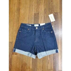 NWT Universal Thread Womens Jean Shorts Blue Dark Wash Cutoff Vintage Midi Sz 0